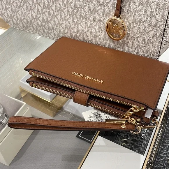 MICHAEL KORS LARGE DOUBLE ZIP WRISTLET WALLET PHONE CASE Luggage